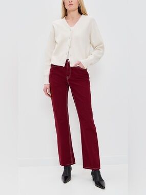 Re/Done Denim Standard highrise classic straight jean Tomato Red Currant 25 NWT
